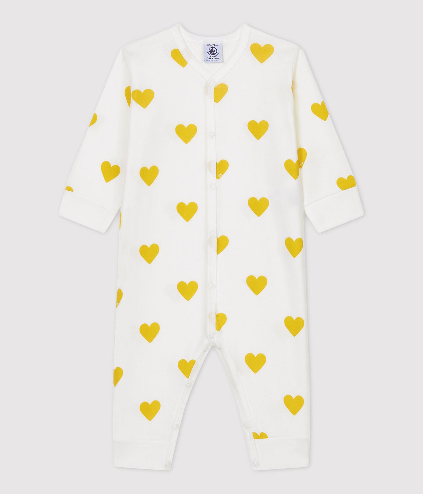 Petit Bateau slaappakje met gele hartjes