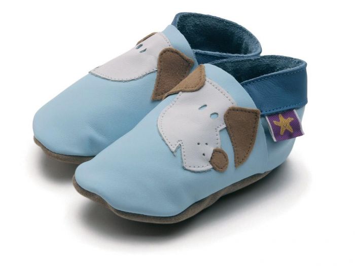Starchild leren babyslofje hondje blauw