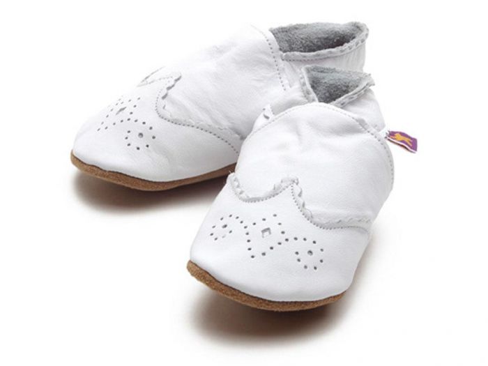 Starchild leren babyslofje barok wit