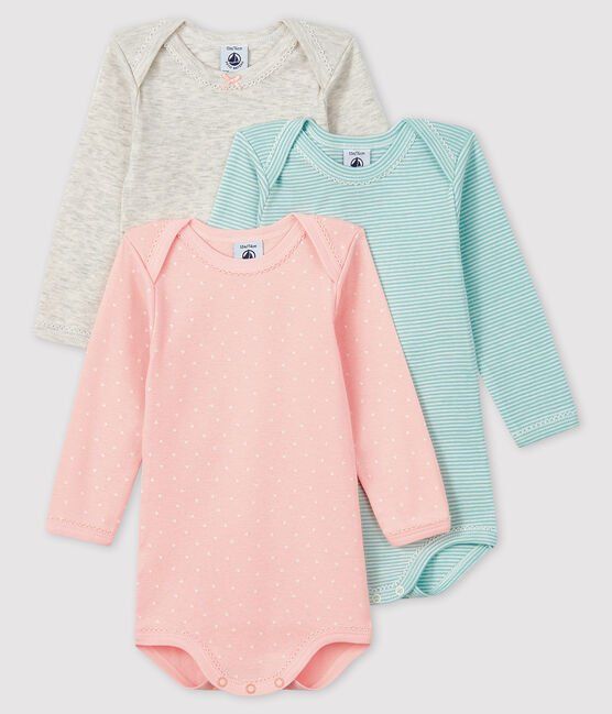 Petit Bateau trio rompertjes lange mouw meisje